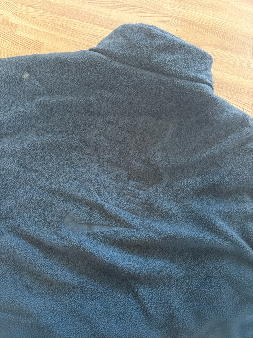 Vintage Nike Reversible Fleece Jacket Big Swoosh Spellout Orange Navy Y2K Youth - Picture 13 of 16